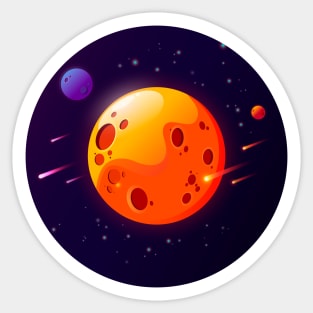 Cartoon planet in colorful space Sticker